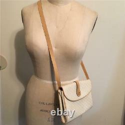 Vintage Gucci Beige & Tan Shoulder Bag Cross-body Small GG Pouch Purse