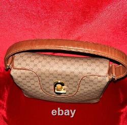 Vintage Gucci Guccissima Tan Brown GG Satchel Handbag Near Pristine Condition