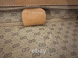 Vintage Gucci Micro GG Canvas PVC Tan Leather Tote Shoulder Handbag