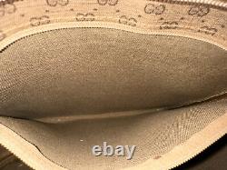 Vintage Gucci Micro GG Canvas PVC Tan Leather Tote Shoulder Handbag