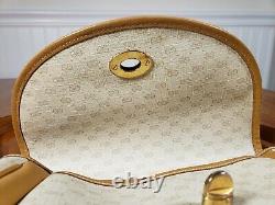 Vintage Gucci Micro GG Crossbody Saddle Bag Tan Beige 9 x 7.5 x 2.5