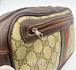 Vintage Gucci Sherry Shoulder bag Purse Brown Leather Pvc Authentic? Japan A050