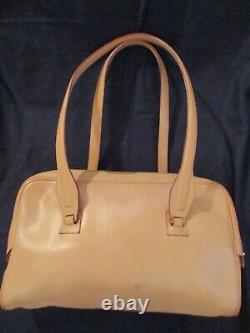 Vintage Gucci Tan/Camel-Color Leather, Zipper & Lock Satchel Handbag