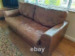 Vintage Halo 3 Seater Tan Leather Sofa