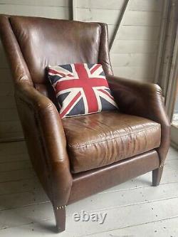 Vintage Halo Bike Tan Leather Chelsea Highback Armchair CAN DELIVER