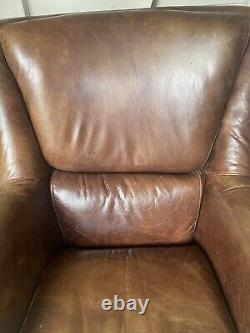Vintage Halo Bike Tan Leather Chelsea Highback Armchair CAN DELIVER