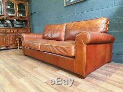 Vintage Halo Living Chesterfield Distressed Tan Real Leather Club Sofa 1