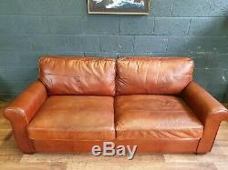 Vintage Halo Living Chesterfield Distressed Tan Real Leather Club Sofa 2