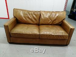 Vintage Halo Viscount William Brown/tan Leather Sofa Distressed, 2/2