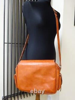 Vintage Handmade Leather Tan Brown Orange Satchel Bag Small Excellent Condition