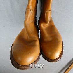 Vintage Horse Riding Boots Mens 12 Tan Genuine Leather Zip Equestrian frm France