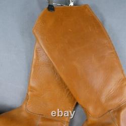 Vintage Horse Riding Boots Mens 12 Tan Genuine Leather Zip Equestrian frm France
