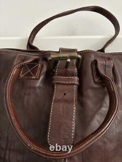 Vintage Italian Leather Jigsaw Tote Handbag