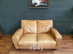 Vintage John Lewis Chesterfield Camel Tan Real Leather Club Art Deco Sofa