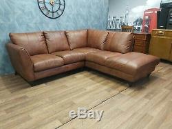 Vintage John Lewis Chesterfield Distressed Tan Aniline Leather Club Corner Sofa