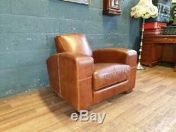 Vintage John Lewis Chesterfield Distressed Tan Leather Club Armchair Chair