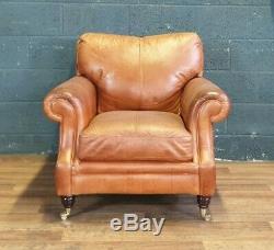 Vintage John Lewis Chesterfield Distressed Tan Leather Club Armchair Chair 1