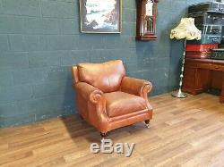 Vintage John Lewis Chesterfield Distressed Tan Leather Club Armchair Chair 1