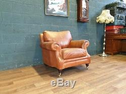 Vintage John Lewis Chesterfield Distressed Tan Leather Club Armchair Chair 2