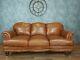 Vintage John Lewis Victorian Chesterfield Chestnut Tan Leather Club Sofa