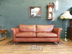 Vintage John Lewis Victorian Chesterfield Chestnut Tan Leather Club Sofa