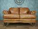 Vintage John Lewis Victorian Chesterfield Chestnut Tan Leather Club Sofa 2