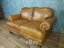 Vintage John Lewis Victorian Chesterfield Chestnut Tan Leather Club Sofa 2