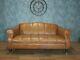 Vintage John Lewis Victorian Chesterfield Chestnut Tan Leather Club Sofa 3