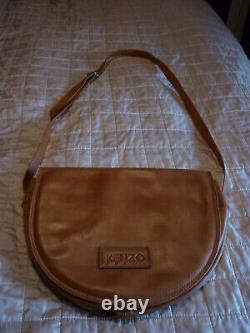 Vintage Kenzo Paris Tan Leather Large Adjustable Shoulder Bag Unused Just Stored