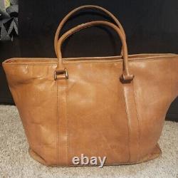 Vintage LL Bean Leather Tote Bag Purse Tan Brown Large 20