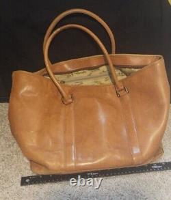 Vintage LL Bean Leather Tote Bag Purse Tan Brown Large 20