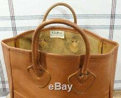 Vintage LL Bean Tan Leather Tote Shopper Bag Freeport Maine