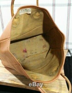 Vintage LL Bean Tan Leather Tote Shopper Bag Freeport Maine