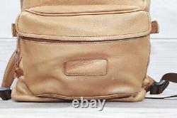 Vintage LL Bean Womens Tan Full Grain Leather Top Zip Day Pack Backpack