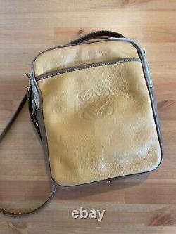Vintage LOEWE Anagram Logo Tan Leather Crossbody/Shoulder Handbag