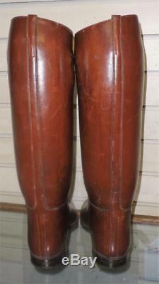 Vintage Ladies Tan English Leather Boots By Maxwell With Wooden Trees Size UK 5