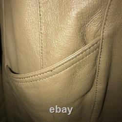 Vintage Ladies Tan Soft Leather Coat Knee Length 12 Y2k Blogger Colour Trending