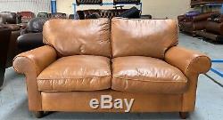 Vintage Laura Ashley Distressed Style Tan Leather Sofa. WE DELIVER