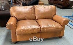 Vintage Laura Ashley Distressed Style Tan Leather Sofa. WE DELIVER