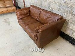 Vintage Laura Ashley Morgan Sofa Upholstered in Aged Cigar Tanned Brown Leather