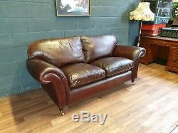 Vintage Laura Ashley Mortimer Chesterfield Tan Soft Real Leather Cottage Sofa 1