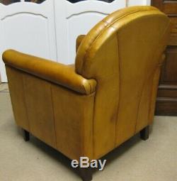 Vintage Laura Ashley Tan Leather Chair