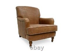Vintage Leather Arm Chair In Genuine Vintage Tan Leather The Howard