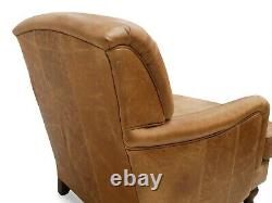 Vintage Leather Arm Chair In Genuine Vintage Tan Leather The Howard