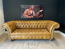 Vintage Leather Chesterfield Sofa industrial chic Tan