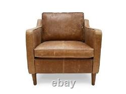 Vintage Leather Club Arm Chair In Genuine Vintage Tan Leather The Dane