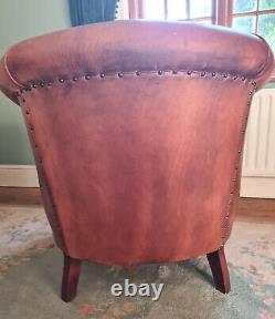 Vintage Leather Club/Tub Chairs (Pair) Distressed Tan Brown