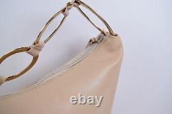 Vintage Leather Light Tan Hobo Gucci Gold Tone Chain Handle Hand Bag