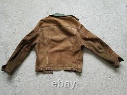 Vintage Levis 50s 60s Suede & Leather Trucker Big E Tan Jacket Size 38 S Small