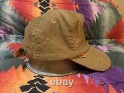 Vintage Levis Corduroy Hat Brown/Tan Orange Tag 1970s Rare Leather Big E 7-7 1/8